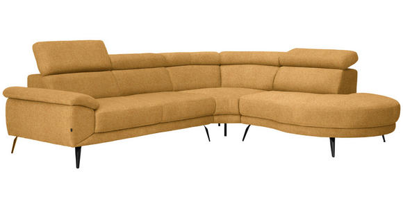 ECKSOFA in Velours Currygelb  - Currygelb/Schwarz, Design, Textil/Metall (299/264cm) - Novel