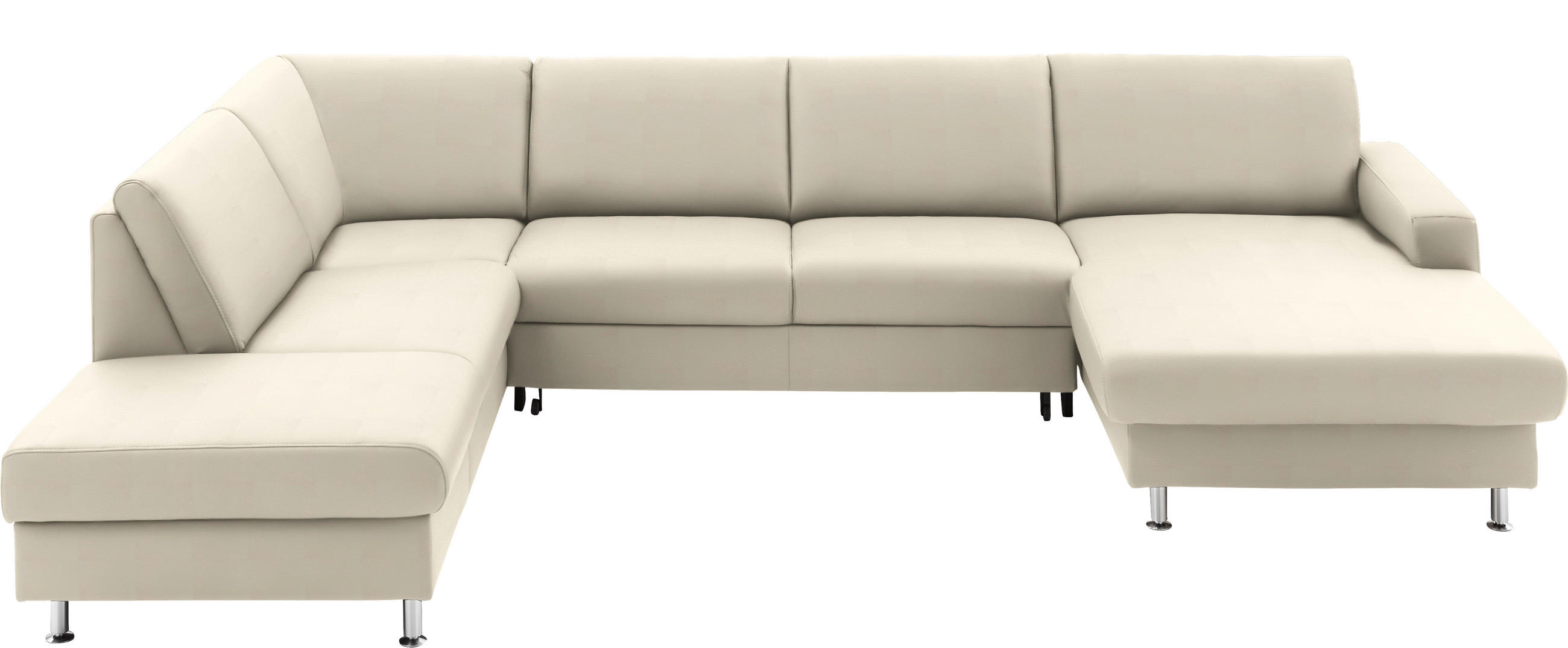 WOHNLANDSCHAFT in Echtleder Creme  - Creme/Alufarben, Design, Leder/Metall (233/339/165cm) - Beldomo Premium