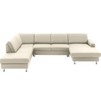 WOHNLANDSCHAFT in Echtleder Creme  - Creme/Alufarben, Design, Leder/Metall (233/339/165cm) - Beldomo Premium