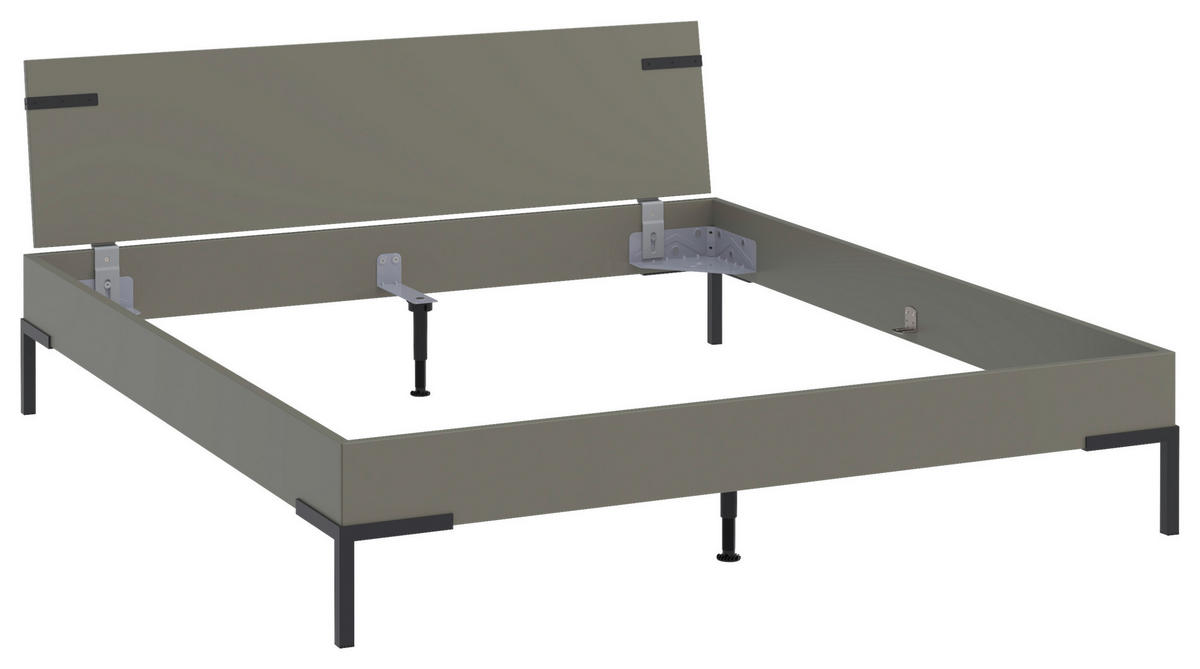 BETT 180/200 cm  in Grau, Grün  - Schwarz/Grau, Design, Holzwerkstoff/Metall (180/200cm) - Xora