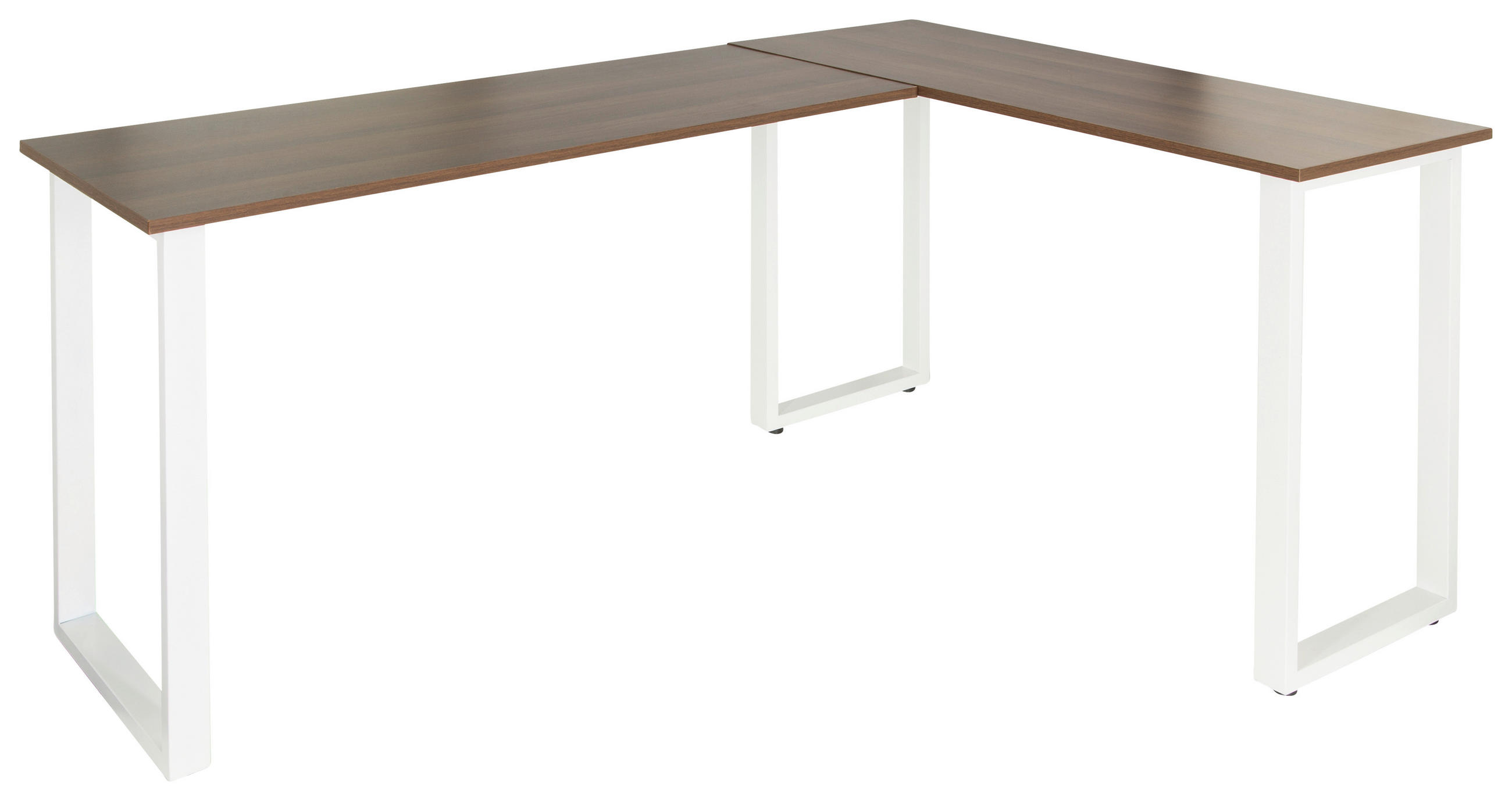 HÖRNSKRIVBORD 165/120/75 cm  in vit, valnötsfärgad  - vit/valnötsfärgad, Basics, metall/trämaterial (165/120/75cm) - MID.YOU
