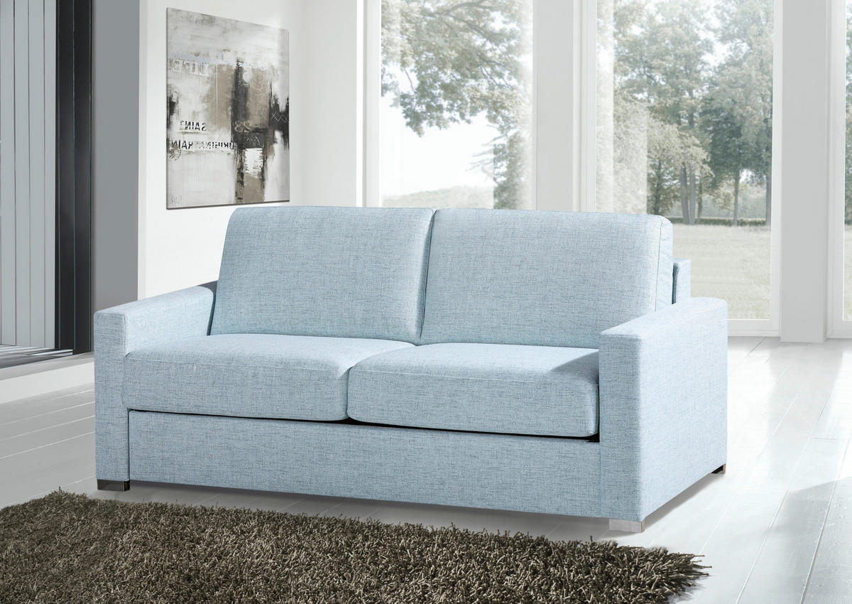 SCHLAFSOFA in Textil Blau  - Chromfarben/Blau, Design, Textil/Metall (188/86/97cm) - Novel