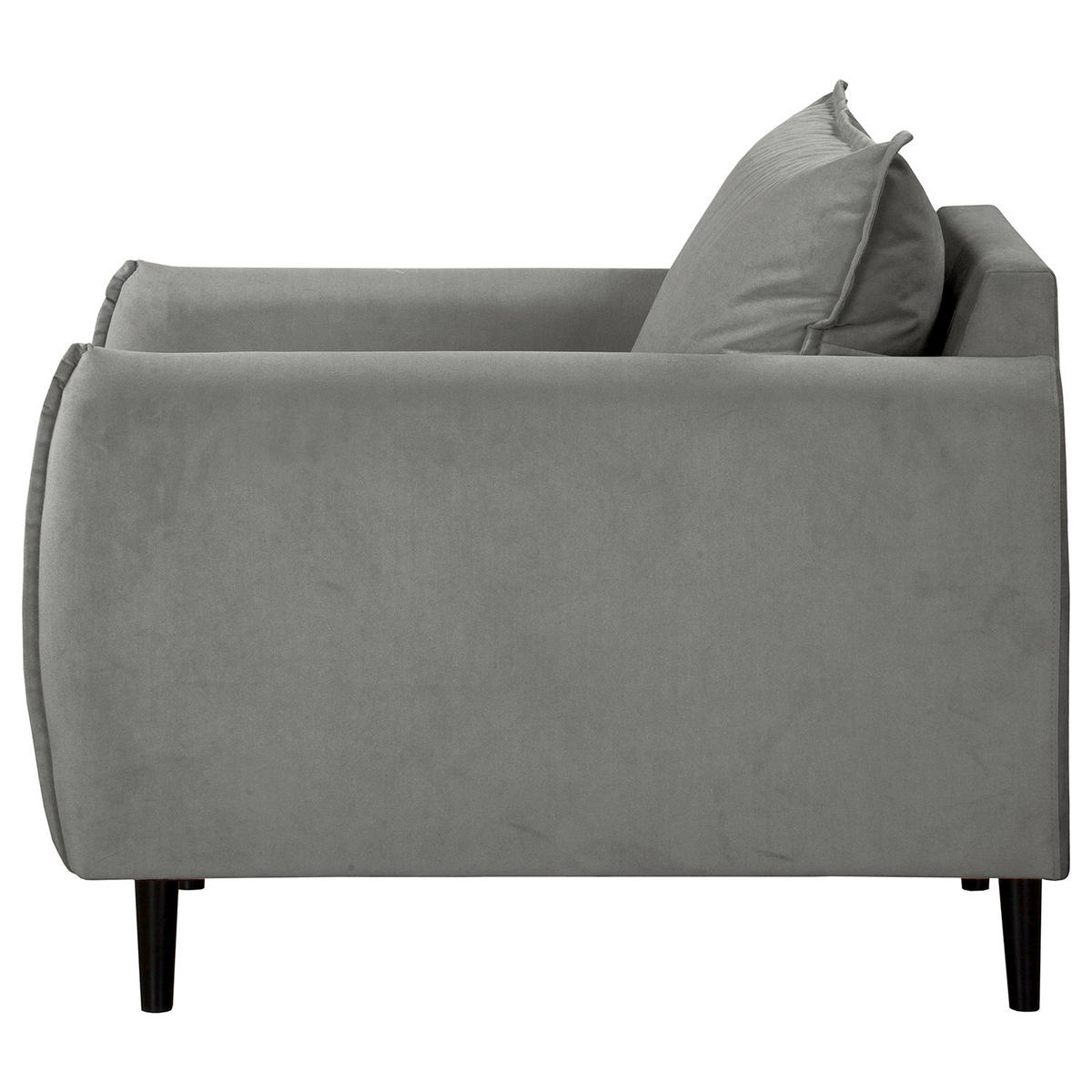 SESSEL in Samt Dunkelgrau  - Dunkelgrau/Schwarz, Design, Holz/Textil (74/86/100cm) - P & B