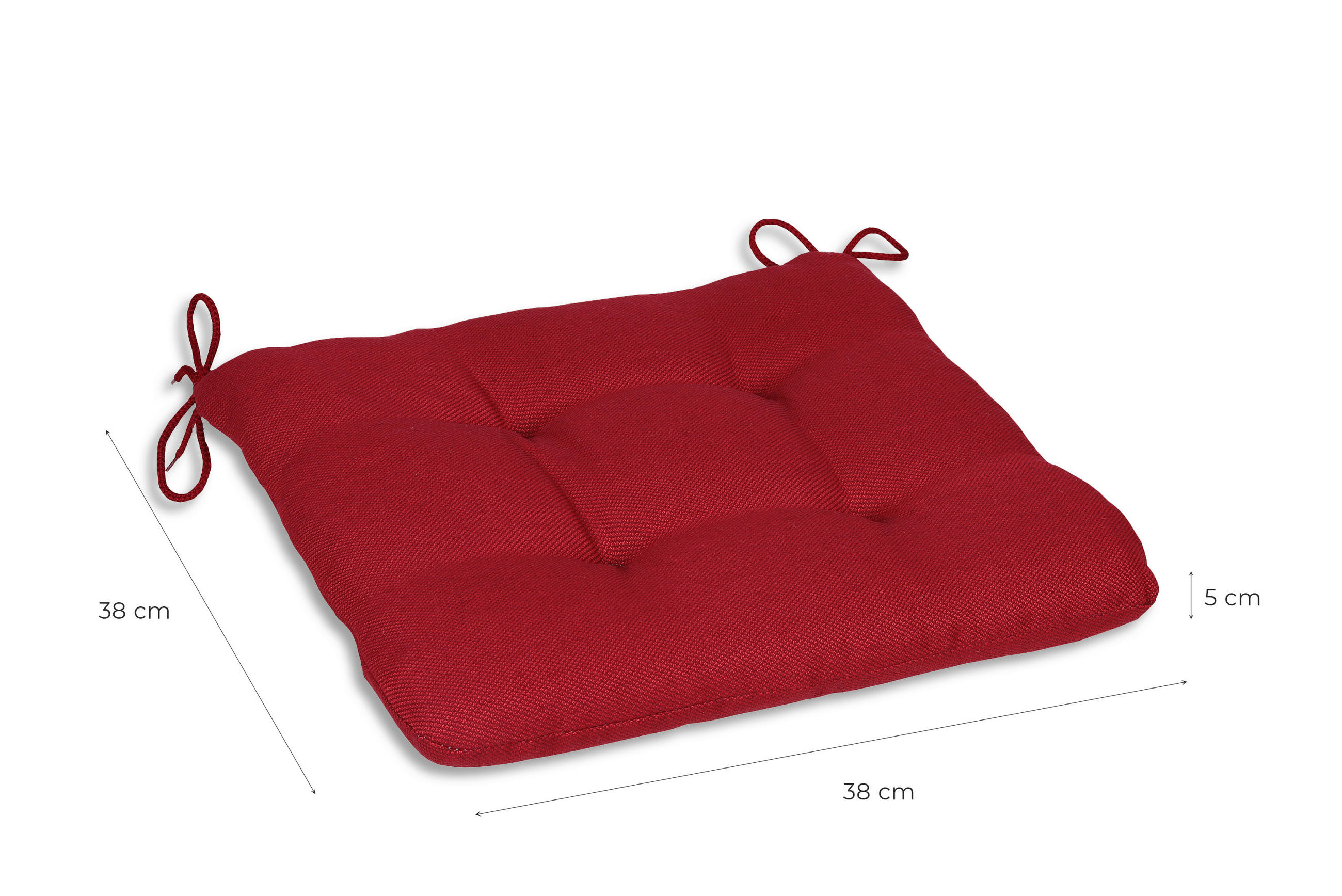 GARTENSITZKISSEN 2er-Set Uni  - Kirschrot, Basics, Textil (38/5/38cm)