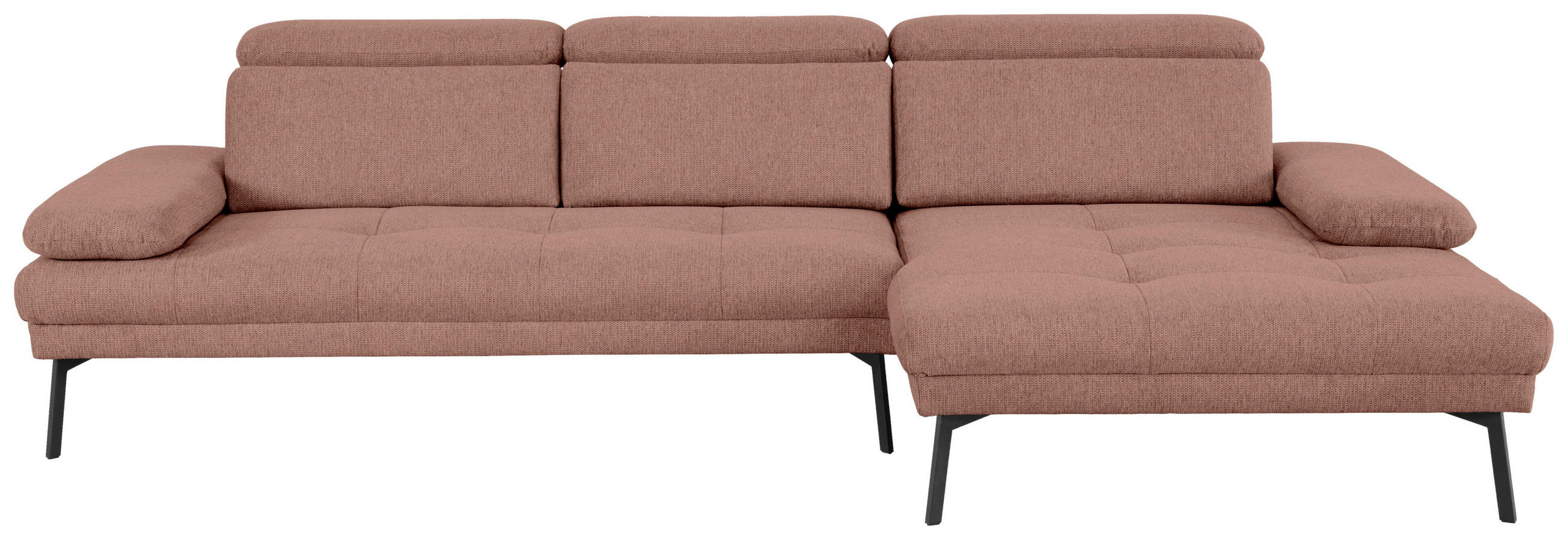 ECKSOFA Ottomane rechts, Eckteil  More_LZ Kupferfarben Webstoff  - Schwarz/Kupferfarben, Design, Textil/Metall (296/188cm) - Xora
