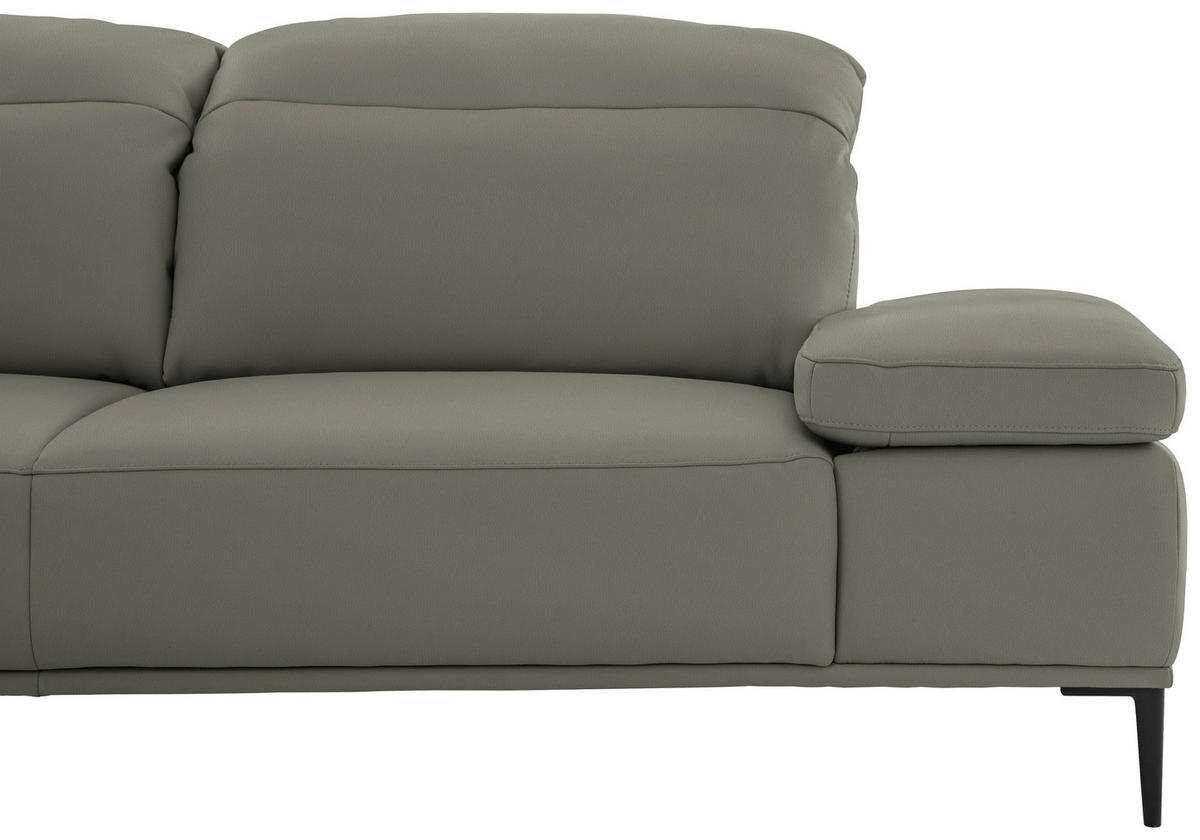 ECKSOFA  in Echtleder Grau  206/322 cm  - Schwarz/Grau, MODERN, Leder/Metall (206/322cm) - Chilliano