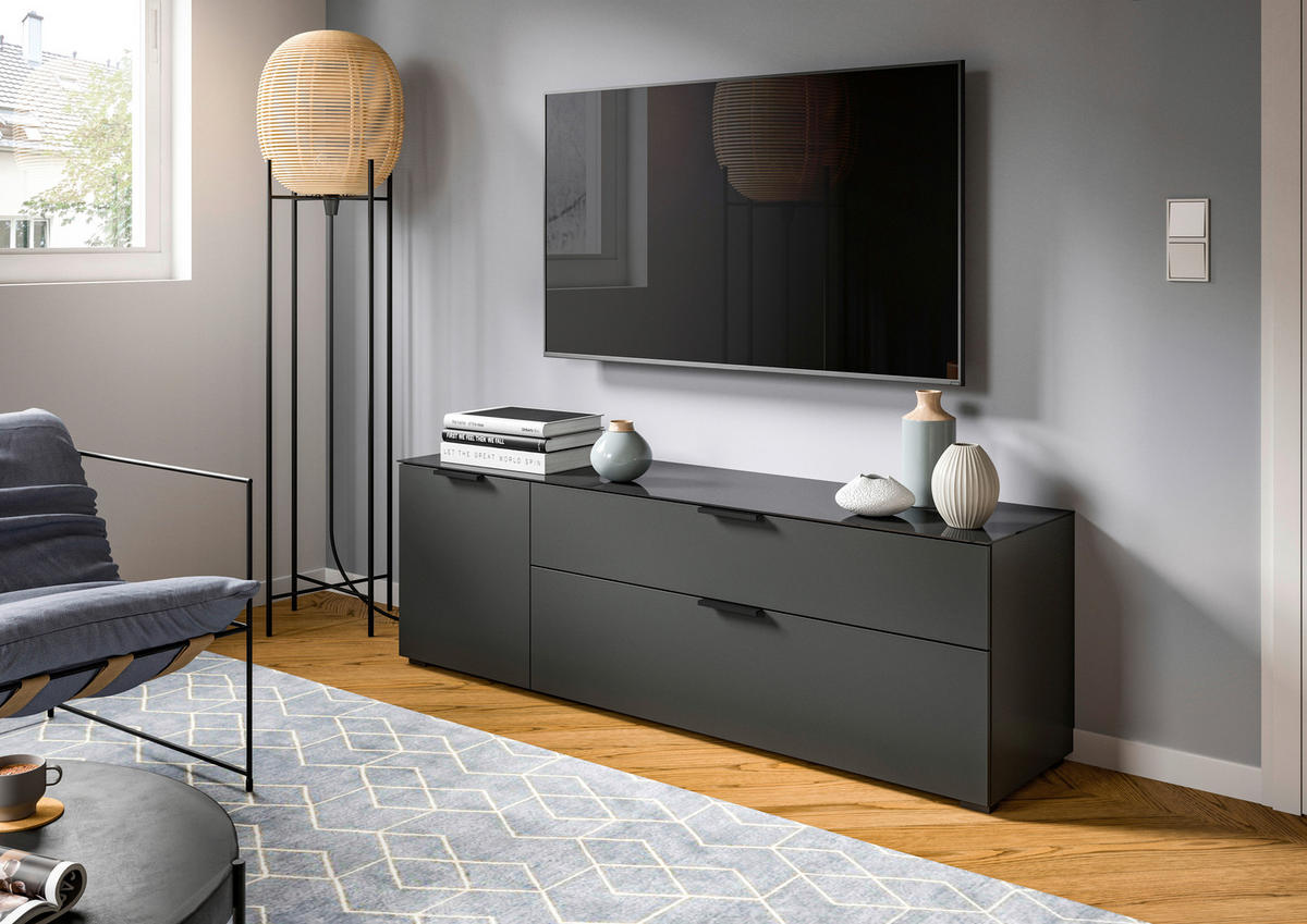 NIZKA OMARICA antracit  - antracit, Design, steklo/leseni material (160/51/40cm) - Livetastic