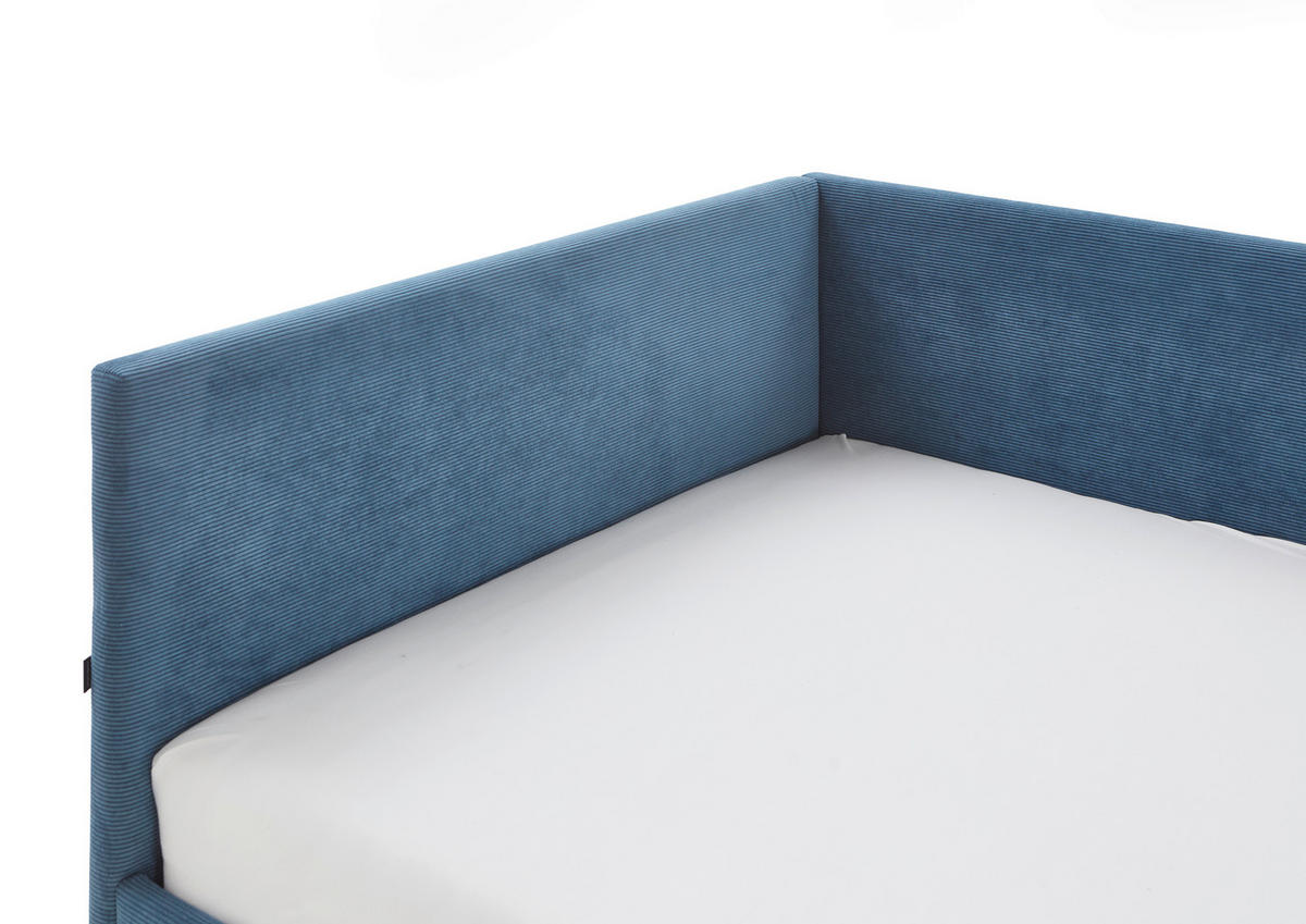 POLSTERLIEGE in Cord Blau  - Blau/Eichefarben, Konventionell, Holz/Textil (90/200cm) - Stylife