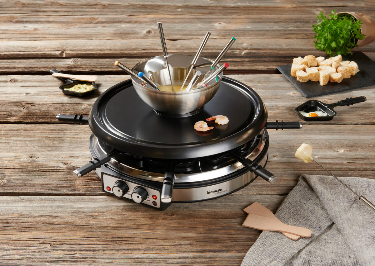 RACLETTE GRILLSÜTŐ - nemesacélszínű/fekete, Konventionell, műanyag/fa (41/28cm) - Homeware Profession.