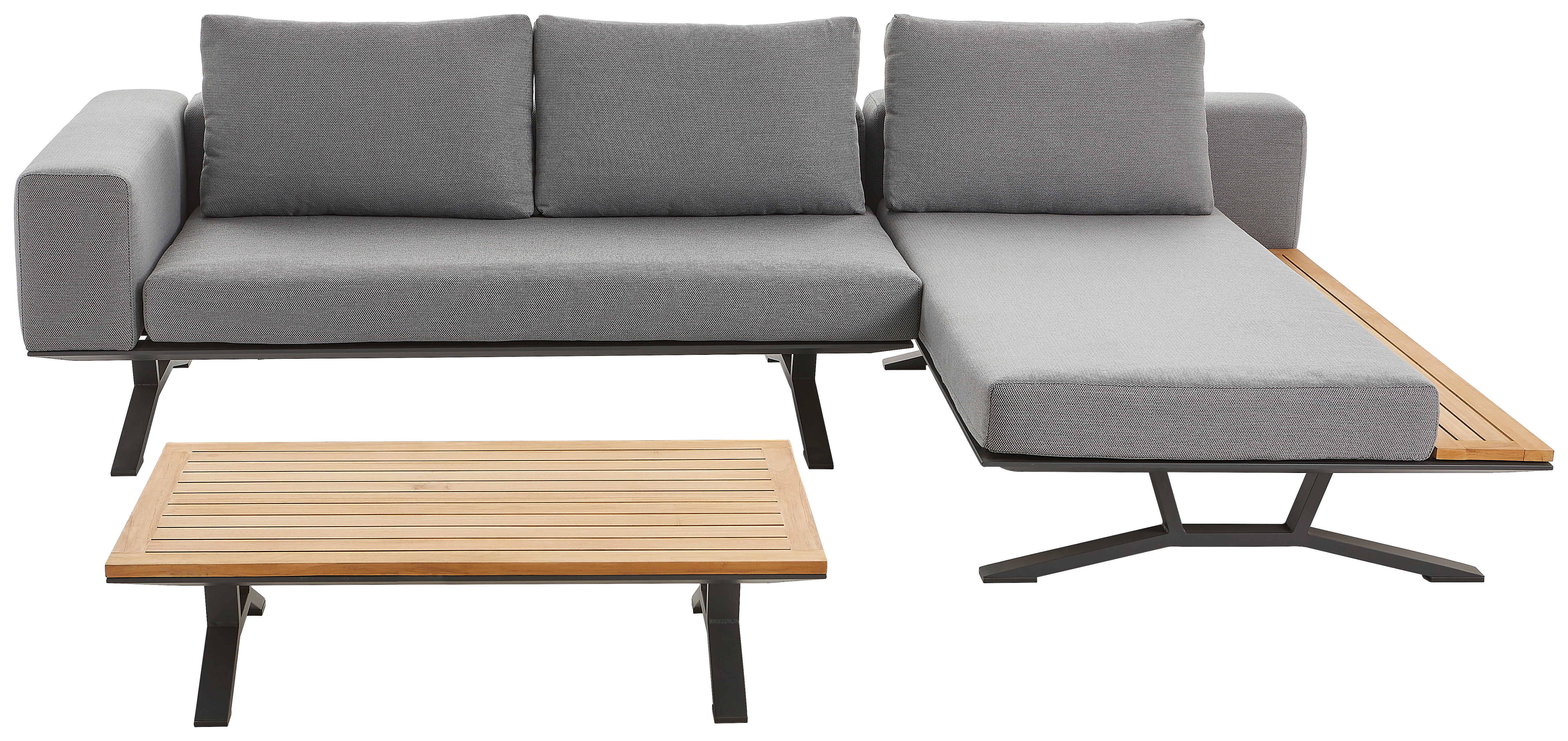 SET LOUNGE 8 piese   172/97/25 cm  - antracit/culoare natur, Design, lemn/metal (172/97/25cm) - Amatio