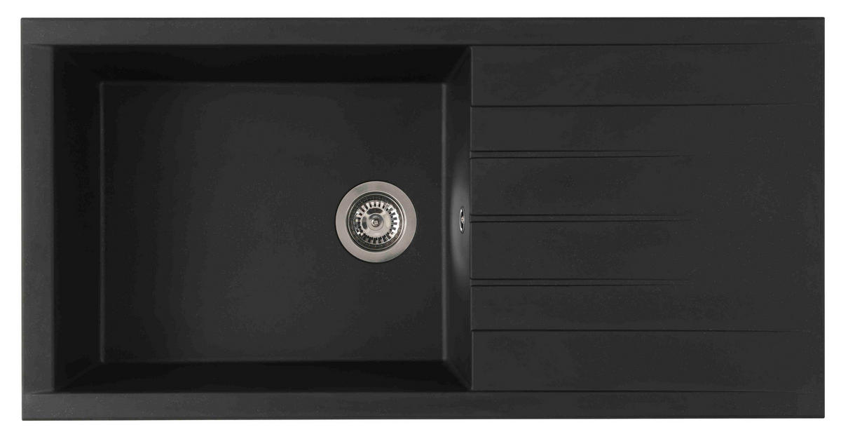 SPÜLE HOUSTON100X501BS  - Schwarz, Trend, Glas/Kunststoff (100/21/50cm) - Respekta