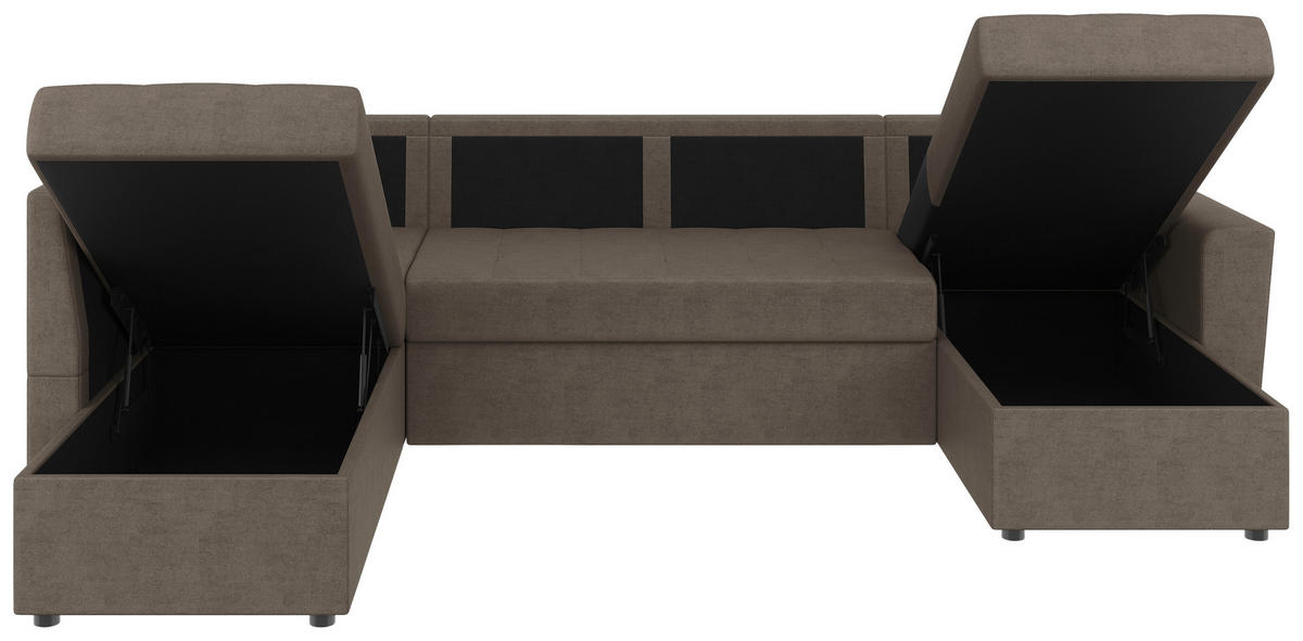 WOHNLANDSCHAFT TERMOLI Taupe Jacquard  - Taupe/Schwarz, Design, Kunststoff/Textil (212/297/155cm) - MID.YOU