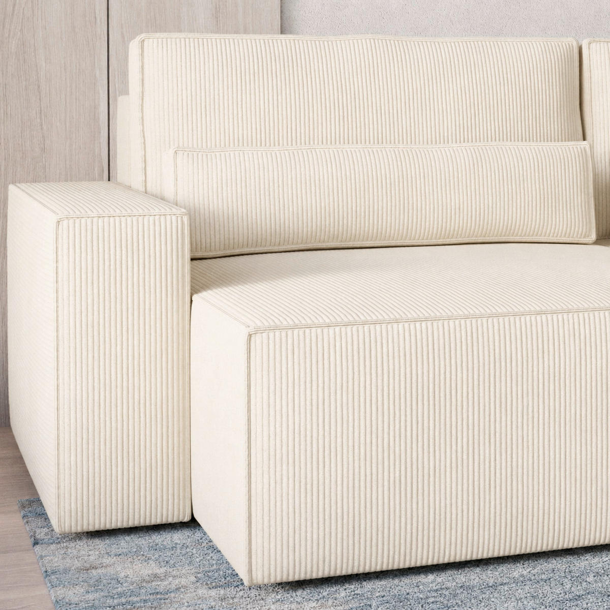 WOHNLANDSCHAFT BRAZIL MINI U in Creme  - Creme/Schwarz, Design, Kunststoff/Textil (162/350/162cm) - MID.YOU