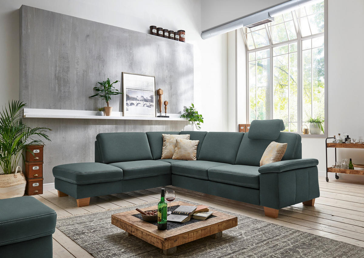 ECKSOFA  in Echtleder Opal  235/274 cm  - Eichefarben/Beige, KONVENTIONELL, Leder/Holzwerkstoff (235/274cm) - Beldomo Premium