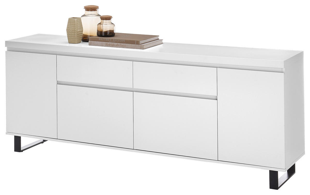 SIDEBOARD Austin  in 191/74/40 cm  - Schwarz/Weiß, Basics, Holzwerkstoff/Metall (191/74/40cm)