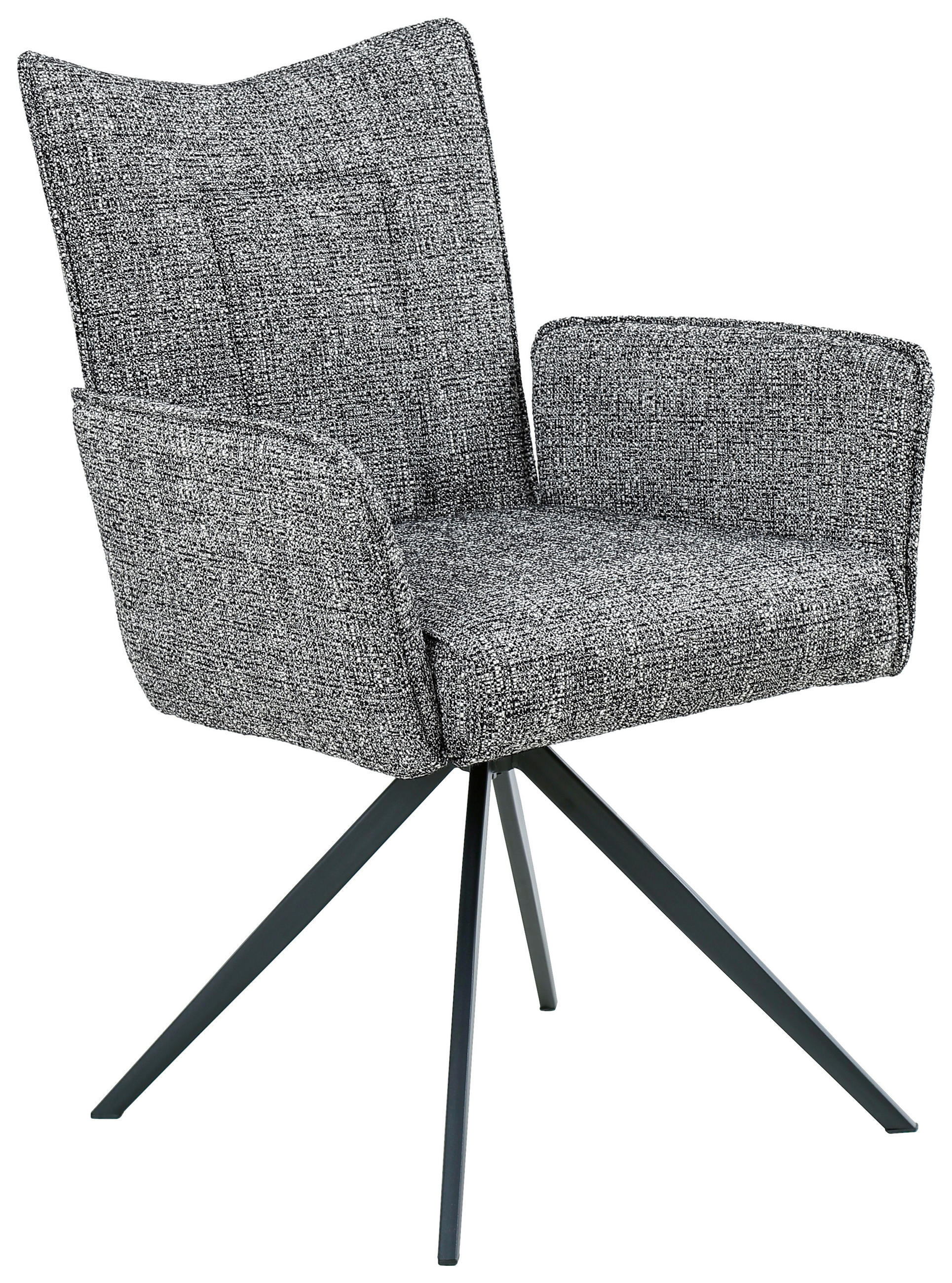 ARMLEHNSTUHL Eisen Webstoff - Dunkelgrau/Schwarz, Design, Textil/Metall (60/89/66cm) - Carryhome