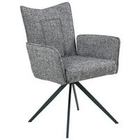 ARMLEHNSTUHL Eisen Webstoff  - Dunkelgrau/Schwarz, Design, Textil/Metall (60/89/66cm) - Carryhome