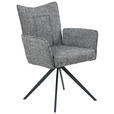 ARMLEHNSTUHL  in Eisen Webstoff  - Dunkelgrau/Schwarz, Design, Textil/Metall (60/89/66cm) - Carryhome