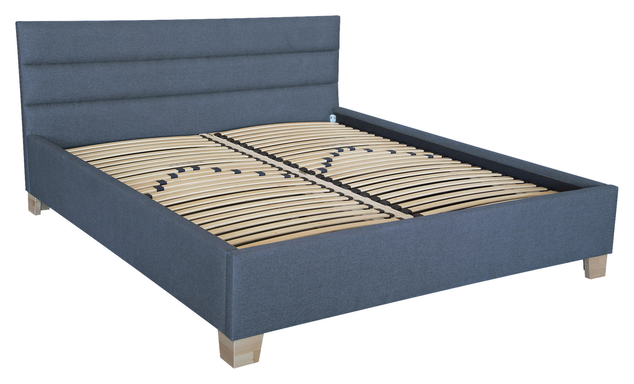 ČALÚNENÁ POSTEĽ, 180/200 cm, modrá - modrá/farba brezy, Basics, drevo/textil (180/200cm) - Cantus