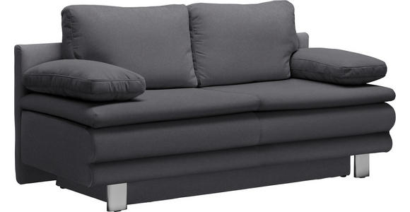 SCHLAFSOFA Flachgewebe Dunkelgrau - Chromfarben/Dunkelgrau, Design, Textil/Metall (194/96/86cm) - Novel
