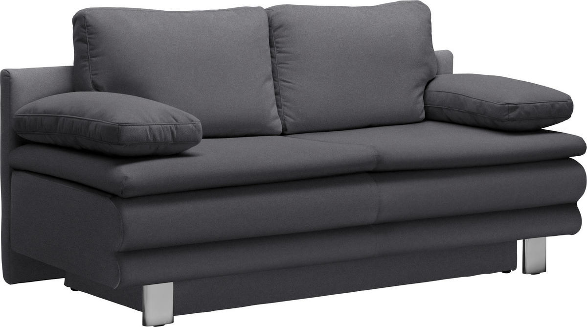 SCHLAFSOFA in Flachgewebe Dunkelgrau  - Chromfarben/Dunkelgrau, Design, Textil/Metall (194/96/86cm) - Novel