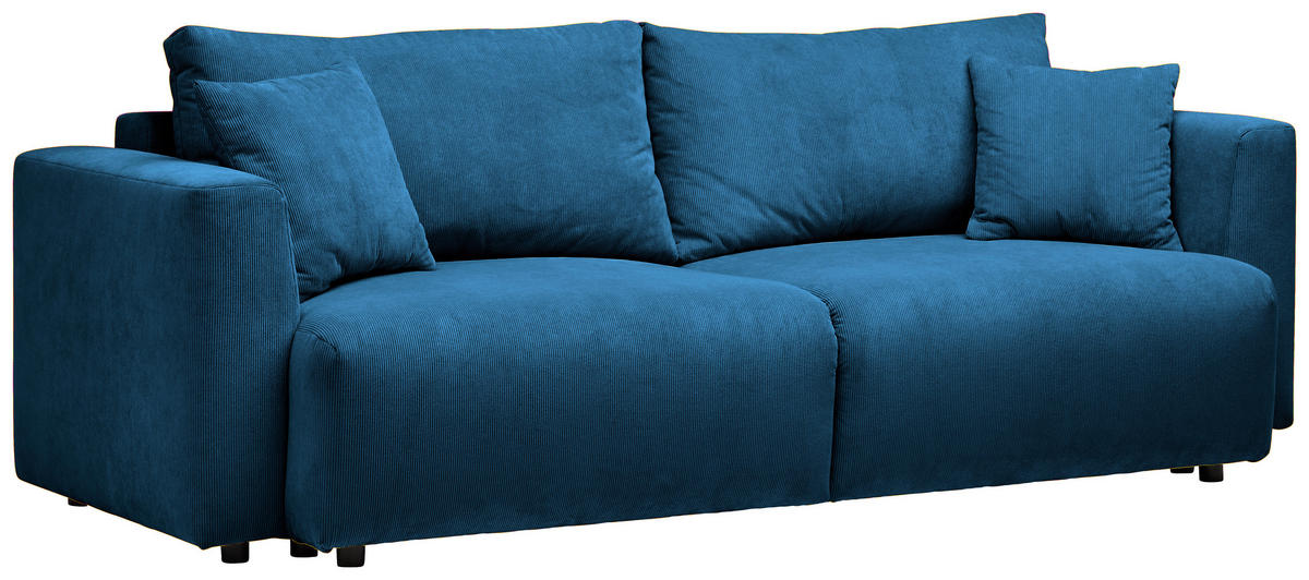 SCHLAFSOFA in Cord Blau  - Blau/Schwarz, Design, Kunststoff/Textil (250/92/105cm) - Carryhome