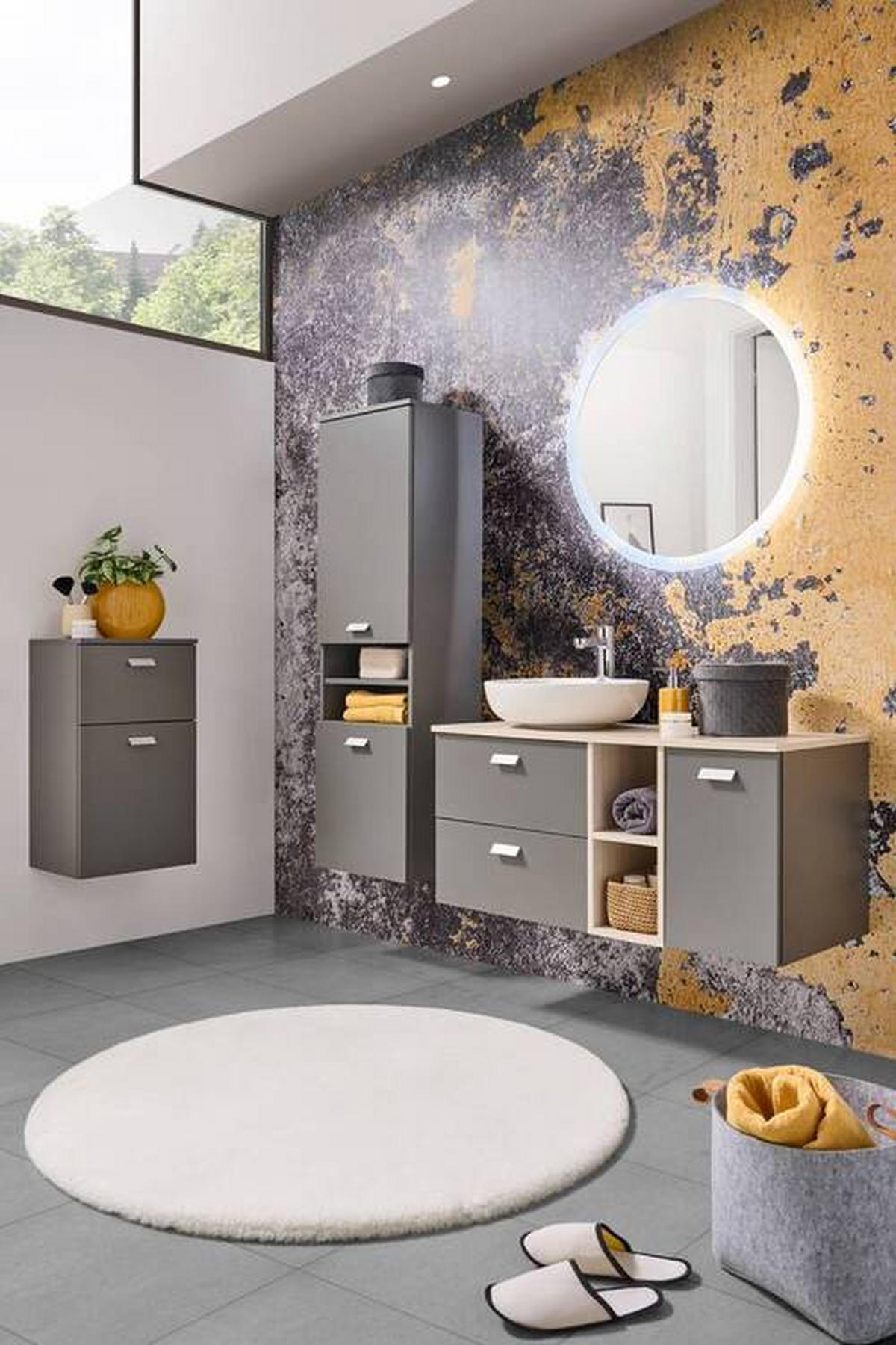 UNTERSCHRANK 40,3/70/32 cm   - Eichefarben/Silberfarben, MODERN, Holzwerkstoff/Metall (40,3/70/32cm) - Stylife