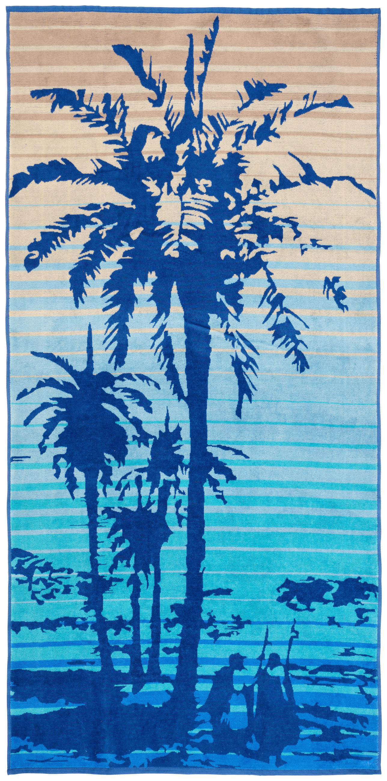 PLÁŽOVÁ OSUŠKA, 90/180 cm, modrá, béžová - modrá/béžová, Konventionell, textil (90/180cm) - Esposa