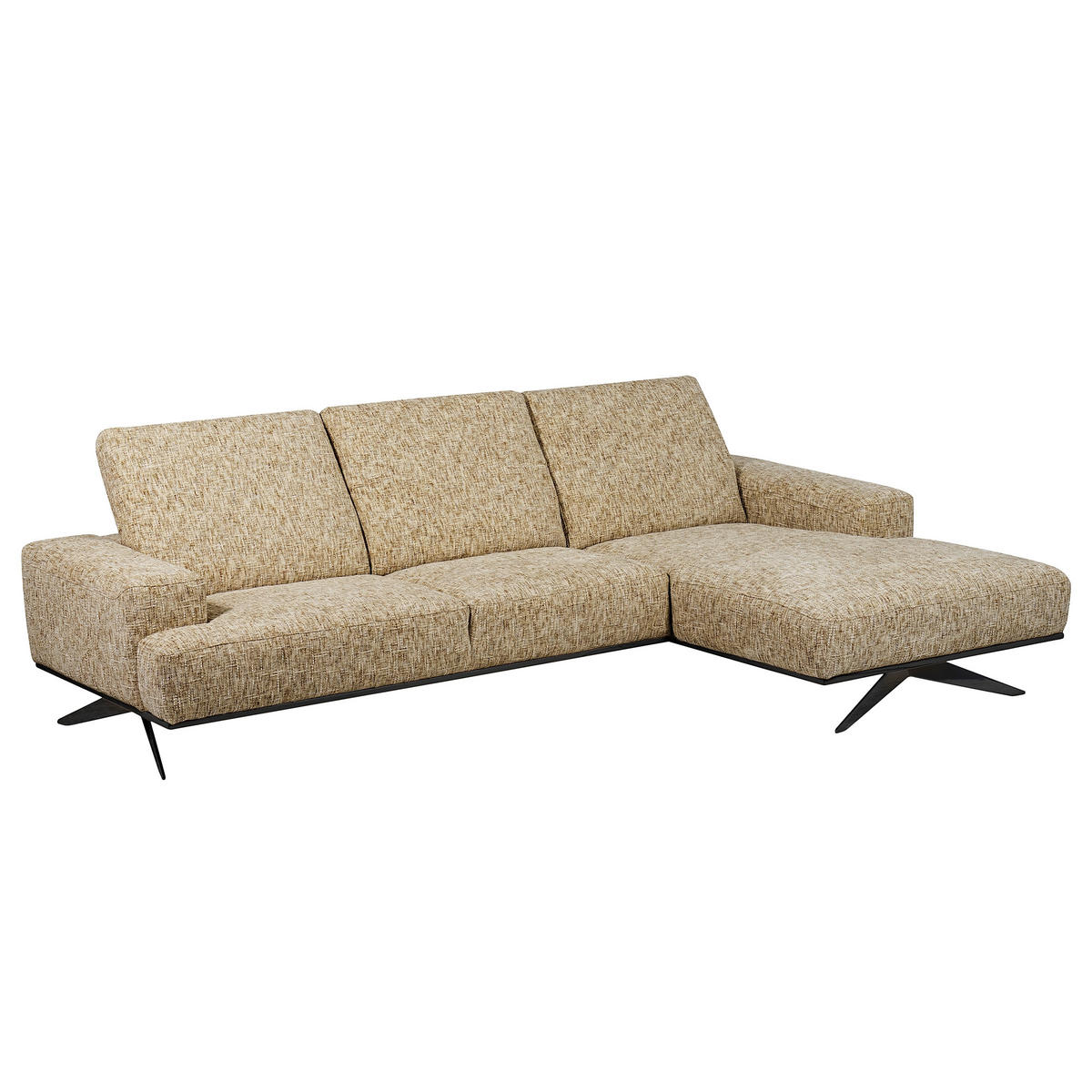 ECKSOFA Struktur Hellbraun  - Hellbraun/Schwarz, Design, Holz/Textil (295/187cm) - Livetastic