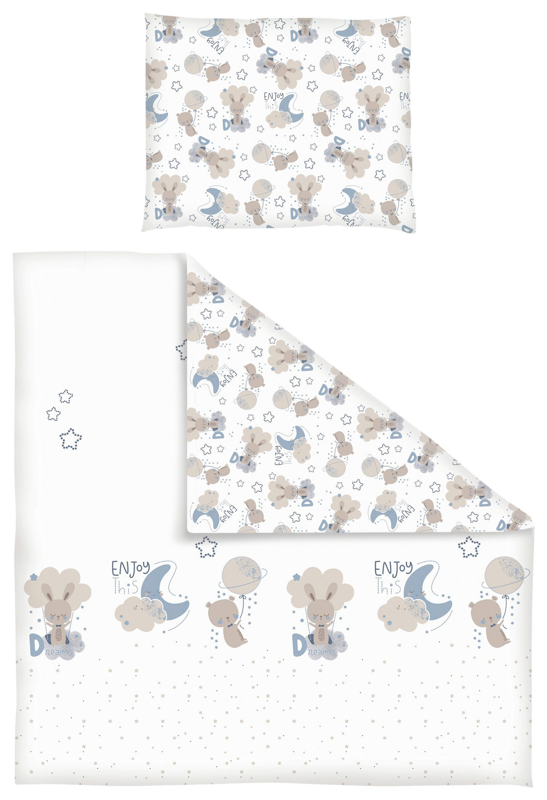 BABYBETTWÄSCHE - Blau/Grau, Basics, Textil (28/3/38cm) - Avelia