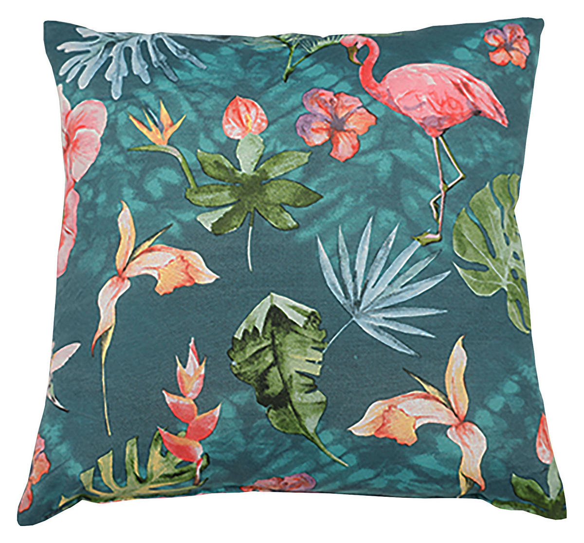 ZIERKISSEN in Blau, Grün, Pink Floral 48/48 cm  - Blau/Pink, Basics, Textil (48/48cm)