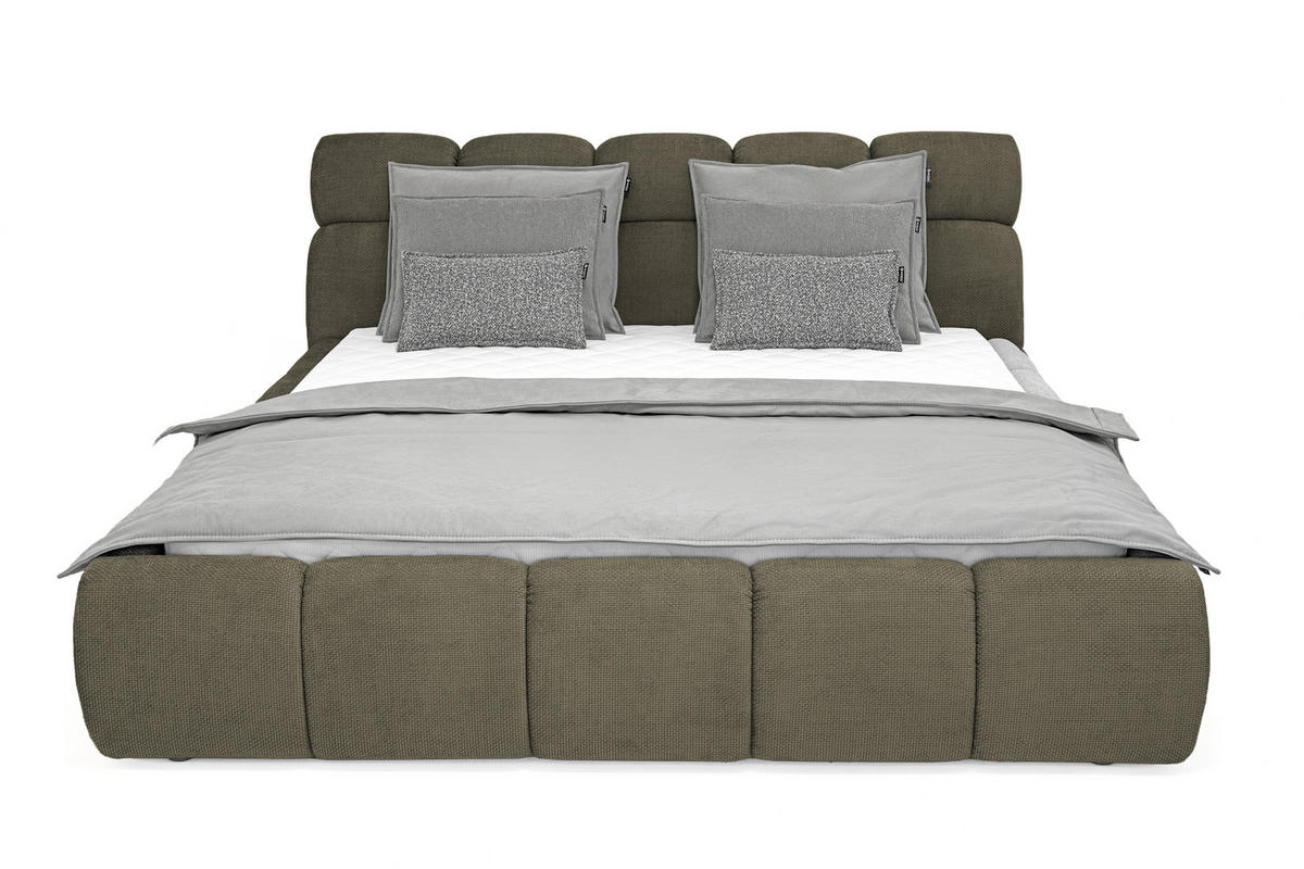POLSTERBETT 180/200 cm  in Olivgrün  - Schwarz/Olivgrün, Design, Kunststoff/Textil (180/200cm) - Esposa