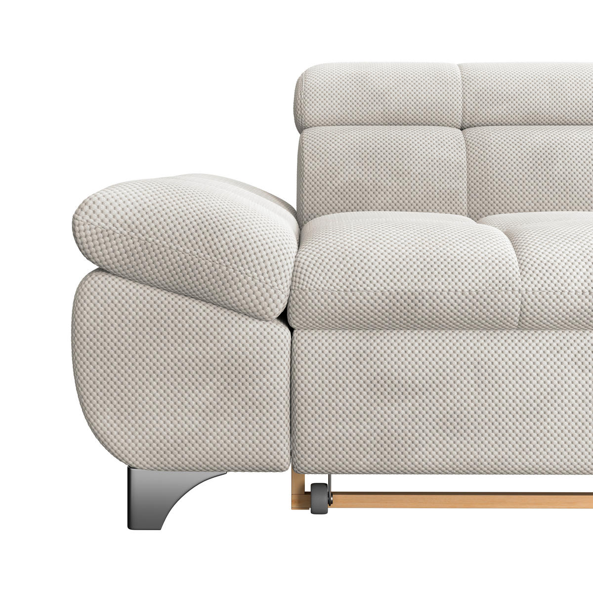 ECKSOFA Creme Chenille  - Chromfarben/Creme, KONVENTIONELL, Textil/Metall (312/234cm) - Livetastic