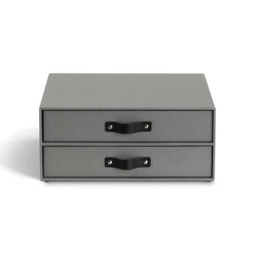 SCHUBLADENBOX    25.5/33.5/14.5 cm  - Grau, Basics, Karton/Leder (25.5/33.5/14.5cm)