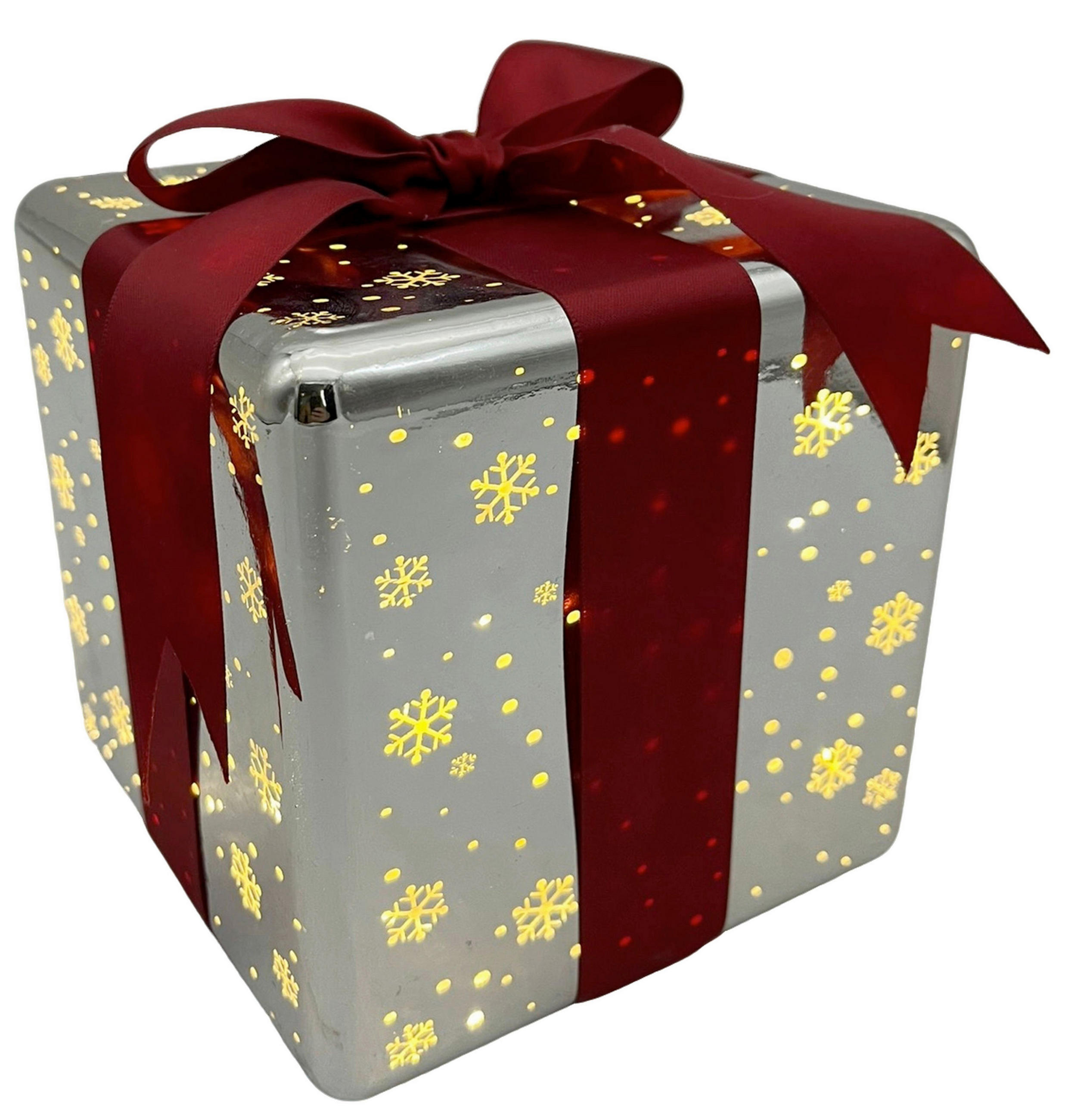 LED-DEKOLEUCHTE 15/16/15 cm  - Silberfarben/Dunkelrot, LIFESTYLE, Glas/Kunststoff (15/16/15cm) - X-Mas