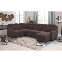 WOHNLANDSCHAFT in Chenille Braun  - Schwarz/Braun, Basics, Kunststoff/Textil (211/330/162cm) - MID.YOU