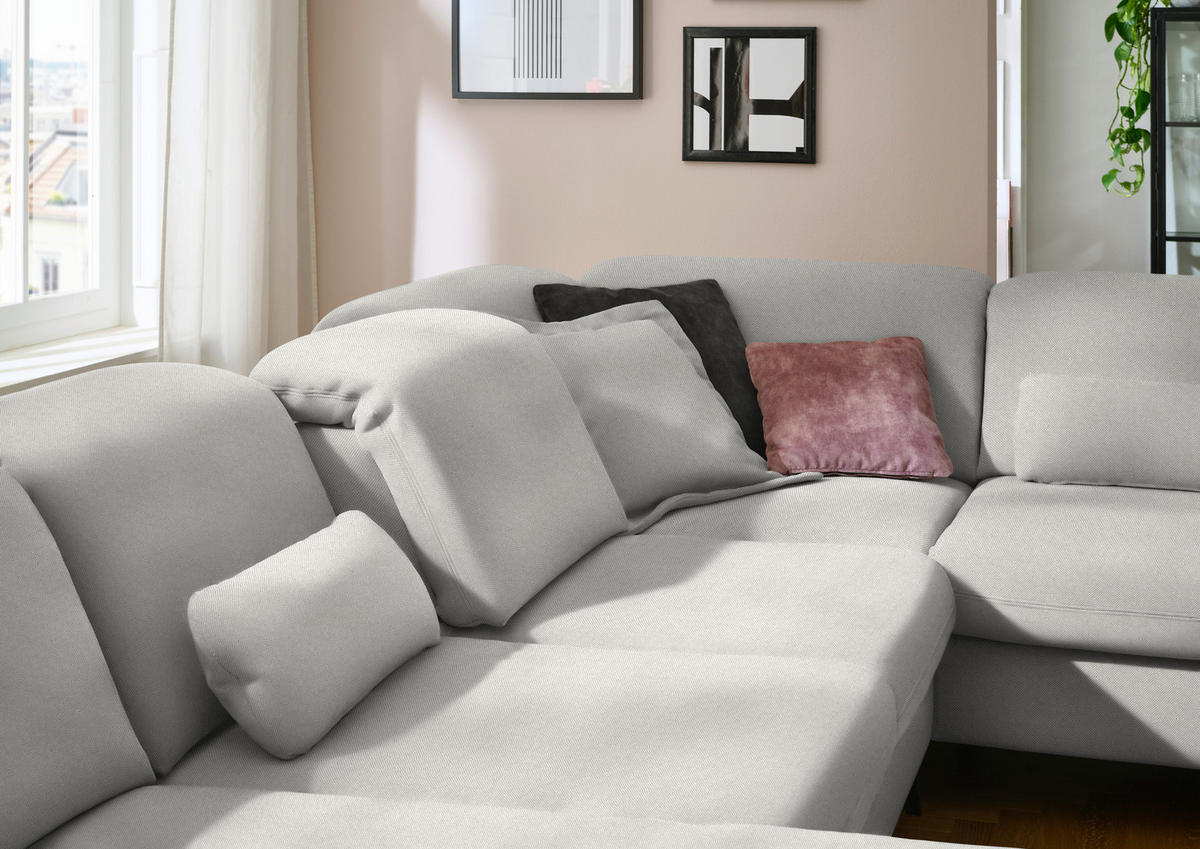 WOHNLANDSCHAFT Chenille Cappuccino  - Schwarz/Cappuccino, Design, Textil/Metall (198/369/255cm) - Beldomo Style