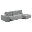 ECKSOFA in Velours Grau  - Schwarz/Grau, Design, Kunststoff/Textil (342/174cm) - Xora