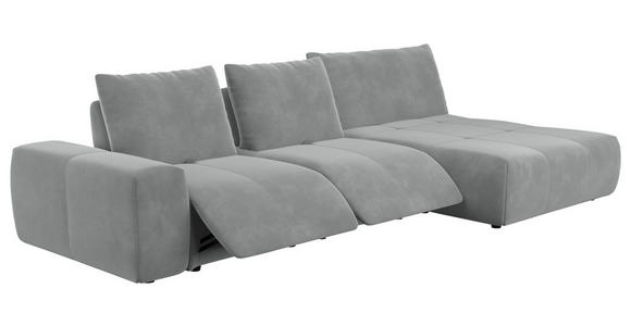 ECKSOFA in Velours Grau  - Schwarz/Grau, Design, Kunststoff/Textil (342/174cm) - Xora