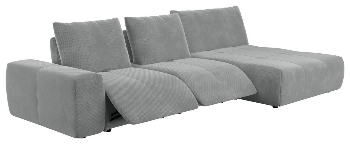 ECKSOFA in Velours Grau  - Schwarz/Grau, Design, Kunststoff/Textil (347/174cm) - Xora