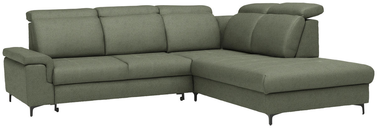 ECKSOFA  in Struktur Grün  - Schwarz/Grün, Design, Textil/Metall (292/270cm) - Stylife