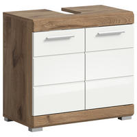 WASCHBECKENUNTERSCHRANK 60/56/34 cm  - Weiss Hochglanz/Chromfarben, Modern, Holzwerkstoff/Kunststoff (60/56/34cm) - MID.YOU