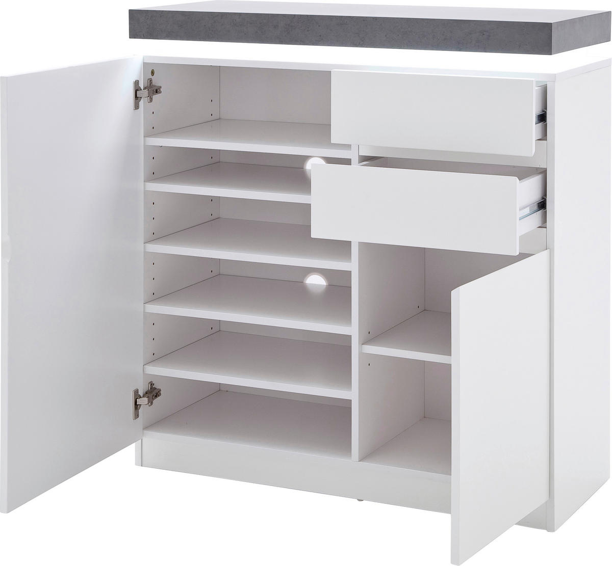 SCHUHSCHRANK 91/97/38 cm  - Weiss/Grau, Design, Holzwerkstoff (91/97/38cm) - Novel