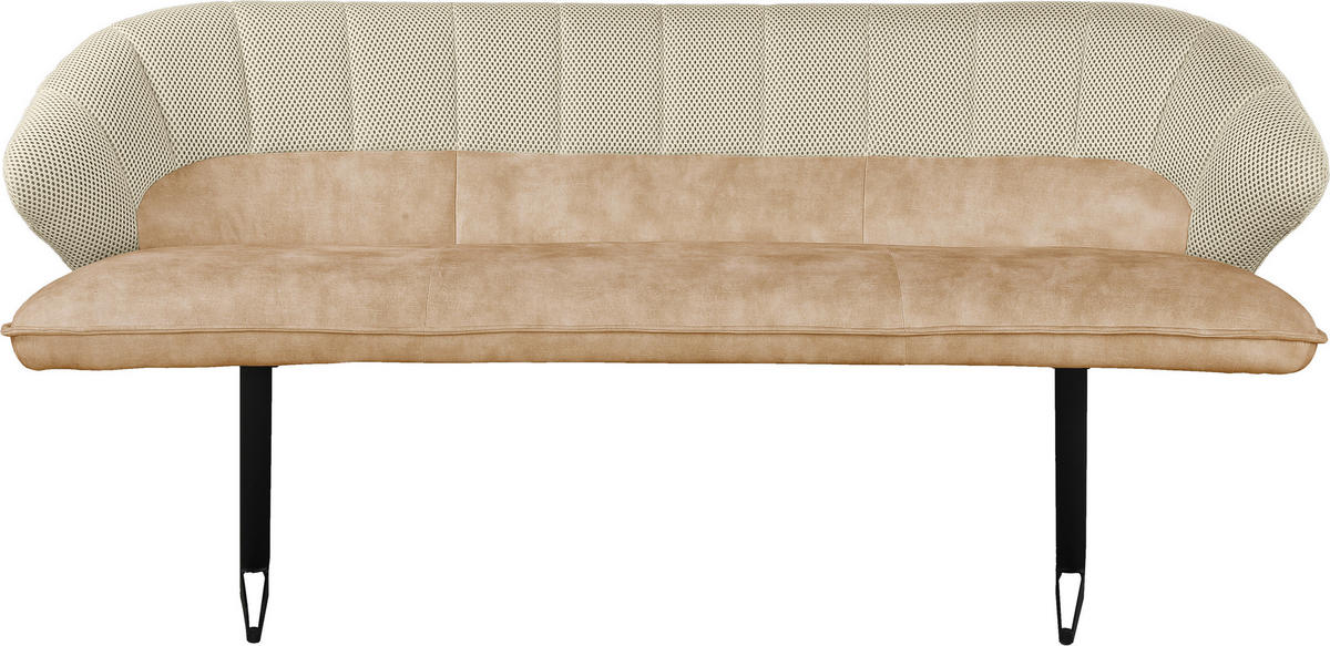 SITTBÄNK i metall, textil beige  - beige/svart, Design, metall/textil (182/84,5/75cm) - Novel