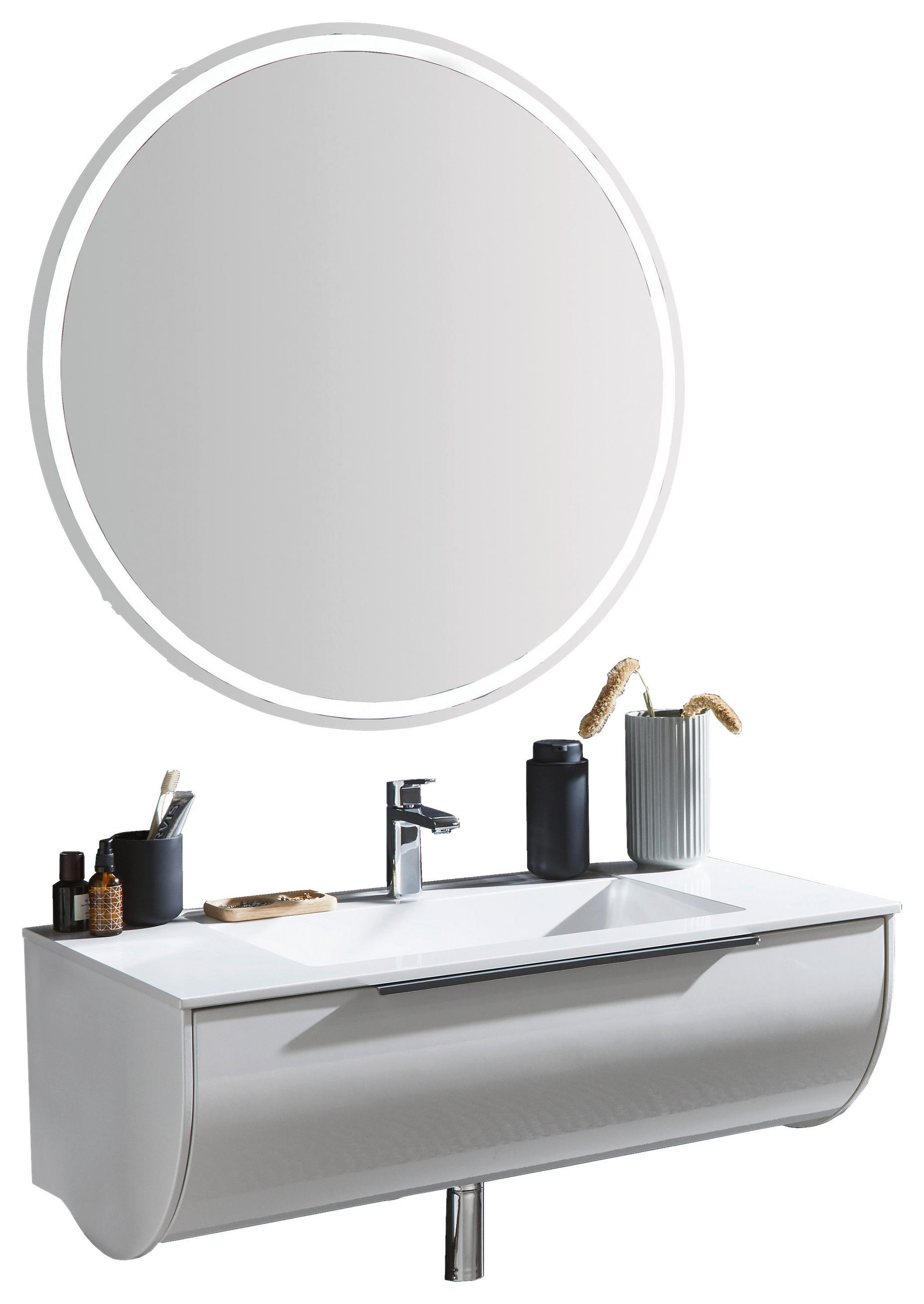 BADEZIMMER  in 93,2 cm  - Weiß, MODERN, Glas/Holzwerkstoff (93,2cm) - Novel