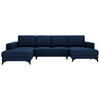 WOHNLANDSCHAFT in Flachgewebe Blau  - Blau/Schwarz, Design, Textil/Metall (190/339/156cm) - Livetastic