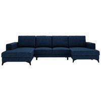 WOHNLANDSCHAFT Blau Flachgewebe  - Blau/Schwarz, Design, Textil/Metall (190/339/156cm) - Livetastic