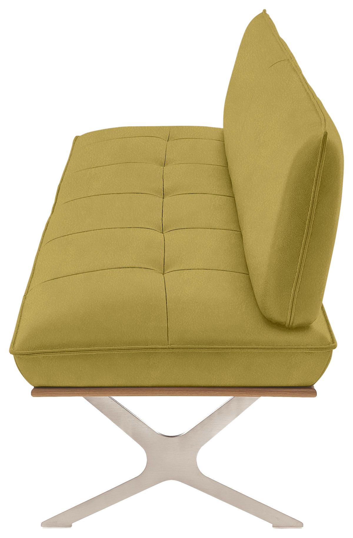 SITZBANK in Holz, Metall, Leder Edelstahlfarben, Hellgrün  - Edelstahlfarben/Hellgrün, Design, Leder/Holz (214/88/66cm) - Koinor