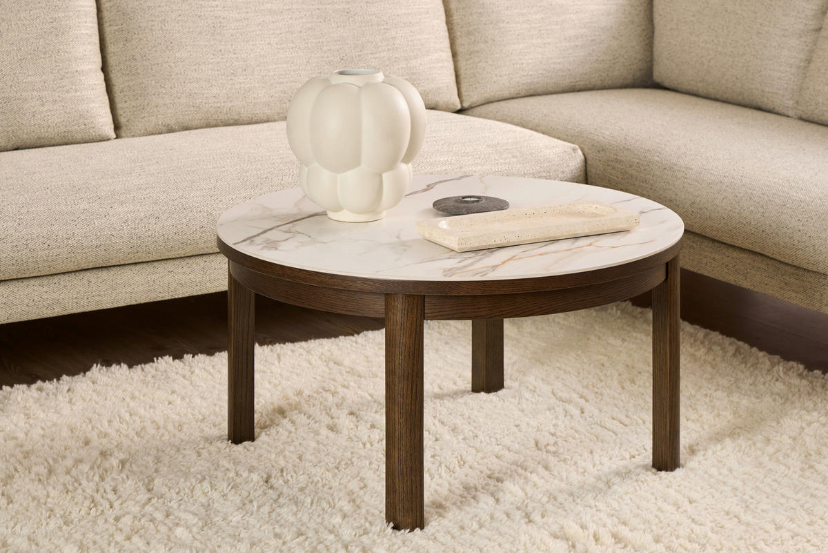 COUCHTISCH in Keramik, Holzwerkstoff 90/90/45 cm  - Beige/Braun, Design, Keramik/Holzwerkstoff (90/90/45cm) - MID.YOU