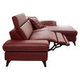 ECKSOFA Bordeaux Echtleder  - Bordeaux/Schwarz, Design, Leder/Metall (316/184cm) - Cantus